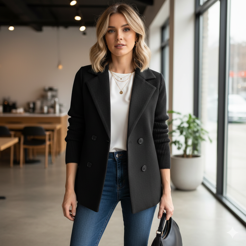 Isolde | Double-Breasted Lapel Knit Sleeve