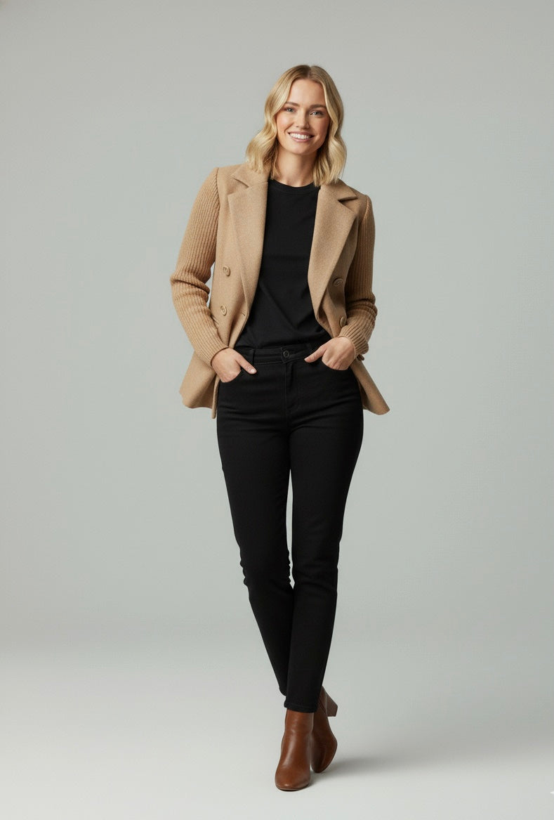 Isolde | Double-Breasted Lapel Knit Sleeve