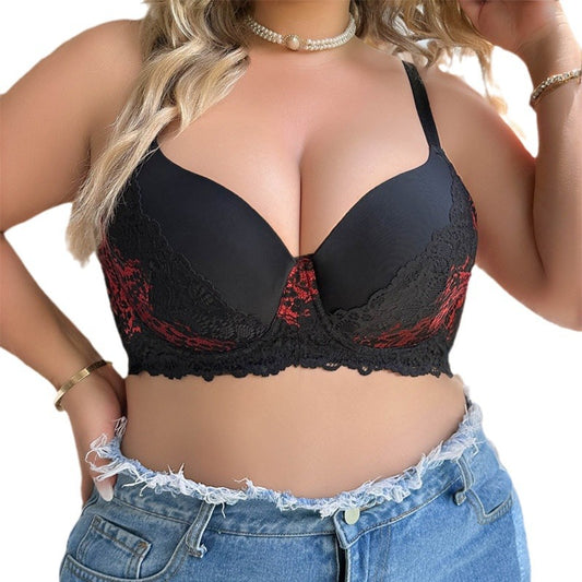 Sujetador push up de encaje sexy de talla grande para mujer