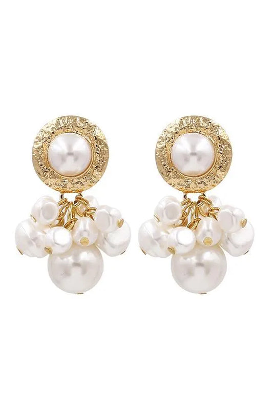Pearl Cluster | Gold Frame Multi Pearl Drop Earrings