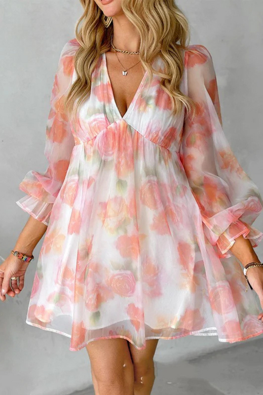 Chic & Casual V-Neck Print Skirt Dress for Everyday Style