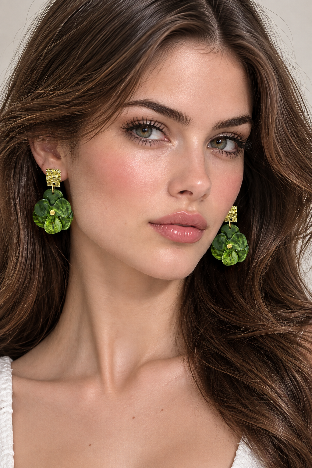 Fennel | Gold Stud Acrylic Flower Drop Earrings