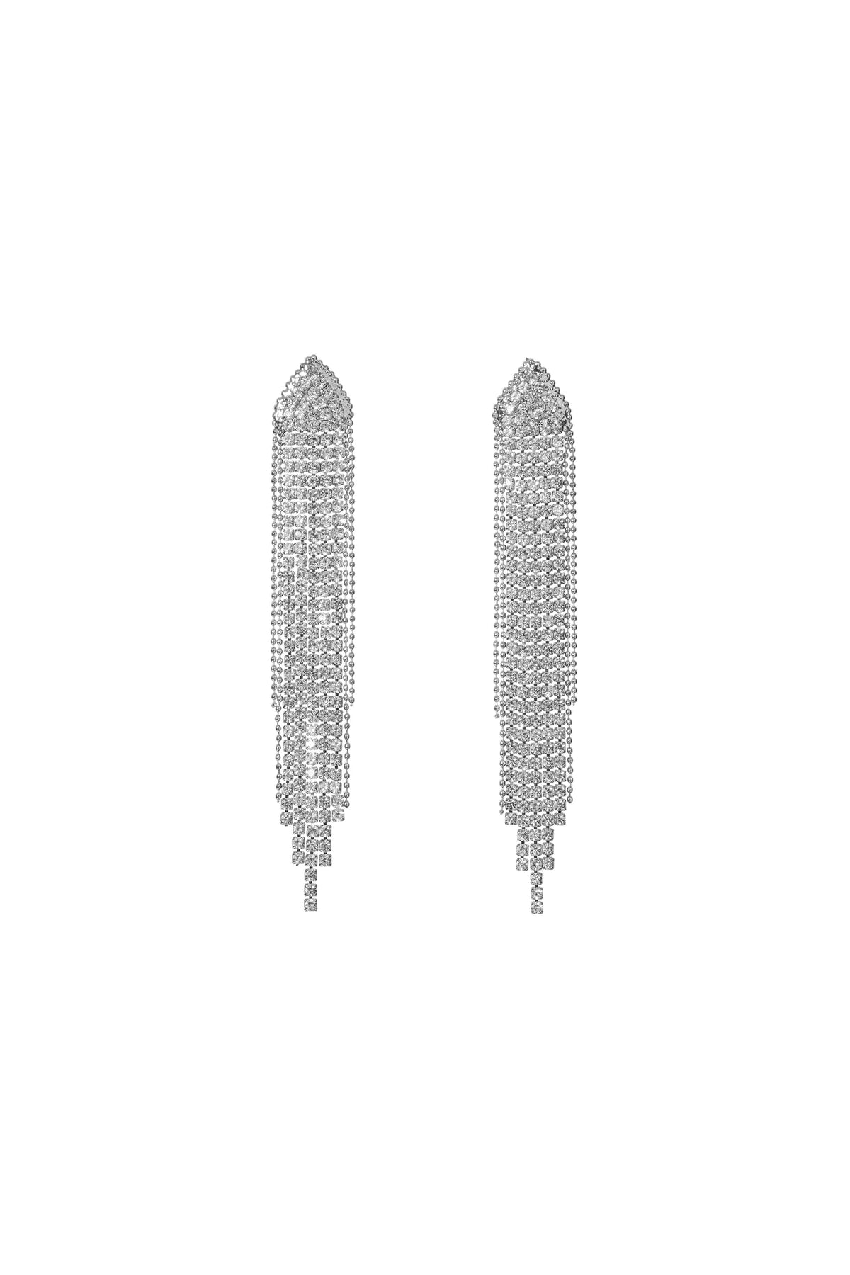 Rosie | Diamond Crystal Tassel Maxi Drop Earrings