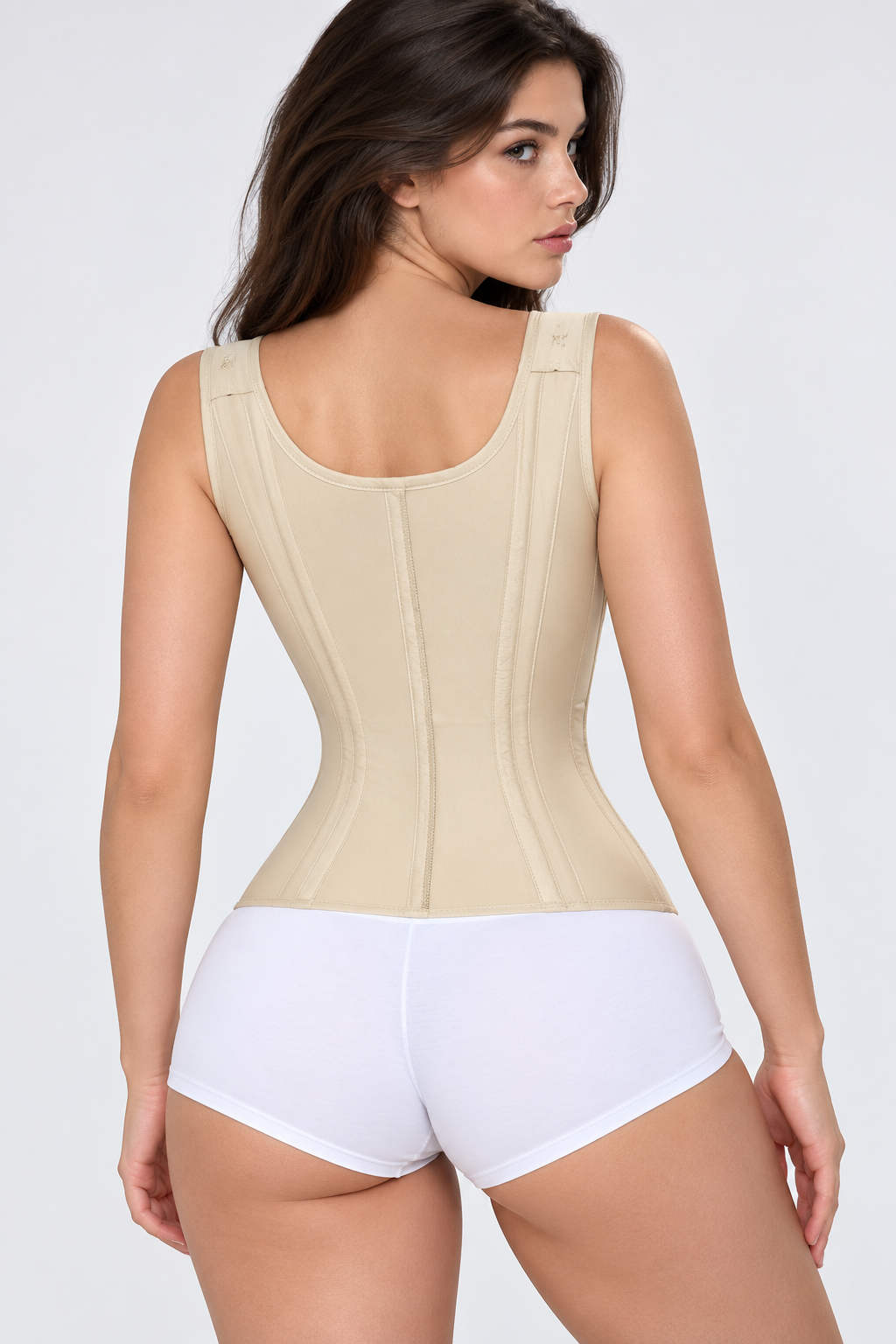 Black Zip Front Corset Vest Waist Trainer Steel Boning Detail | Velvyra Paris