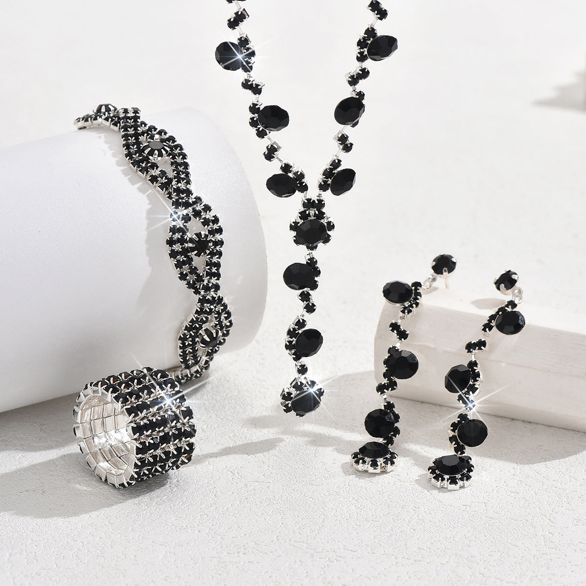 Crystal Necklace Ear Stud Bracelet Jewellery