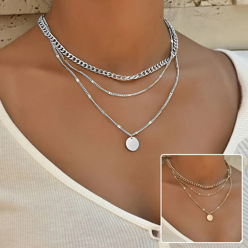 Collar multicapa con colgante para clavícula