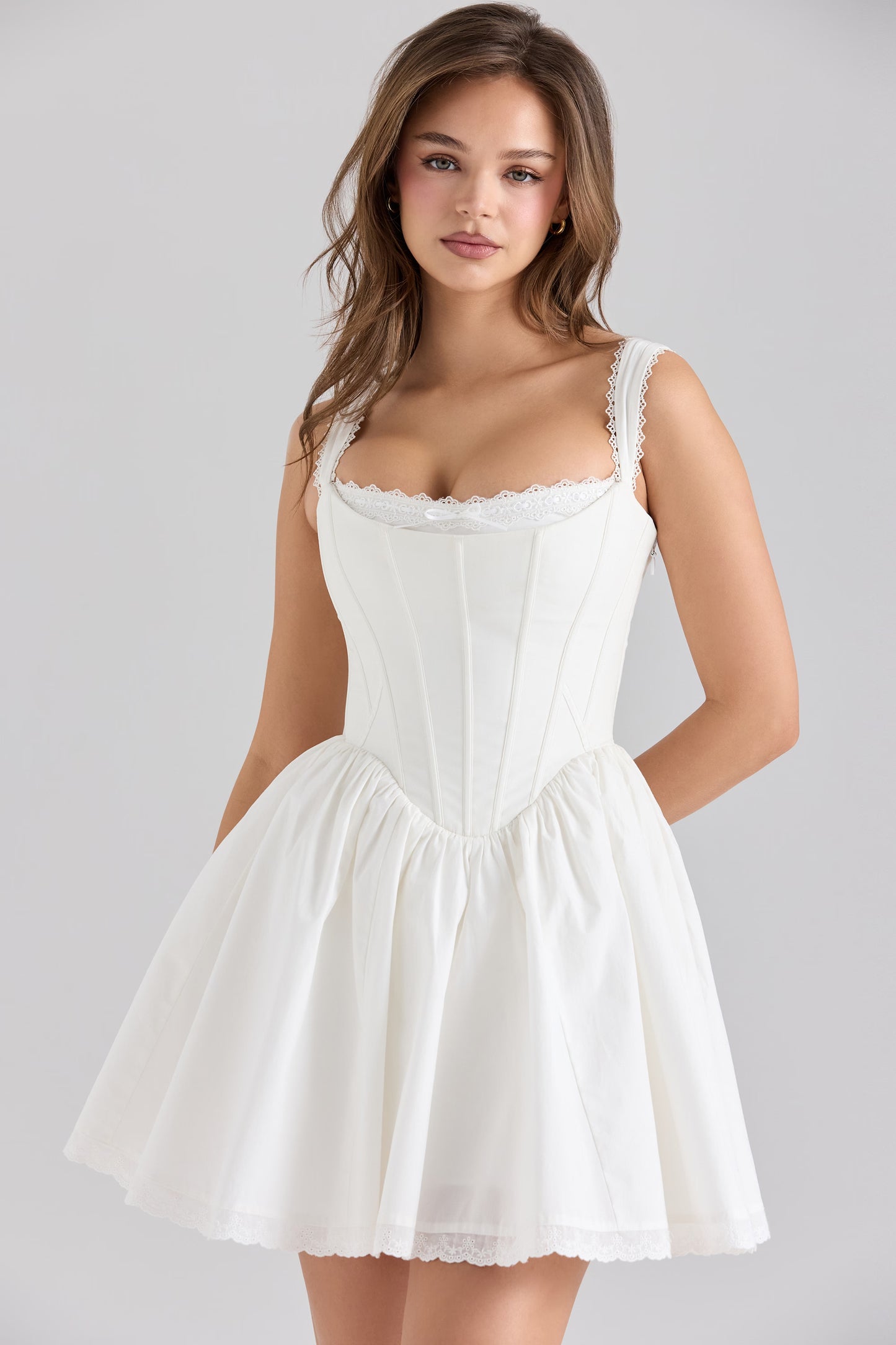 Ami | White stretch corset mini dress