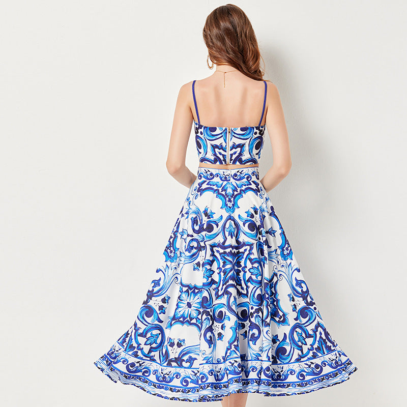 Retro Charm Two Piece with Metal Buckle Detail