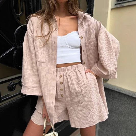 Effortless Style – Women's Cardigan Top & Shorts Co-ord Set