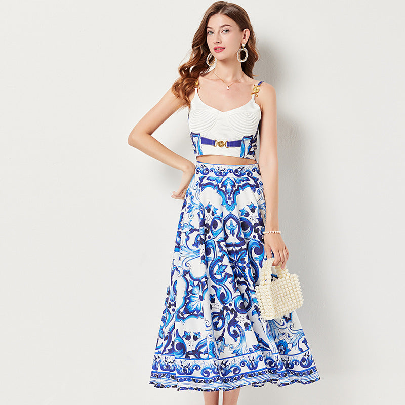Retro Charm Two Piece with Metal Buckle Detail