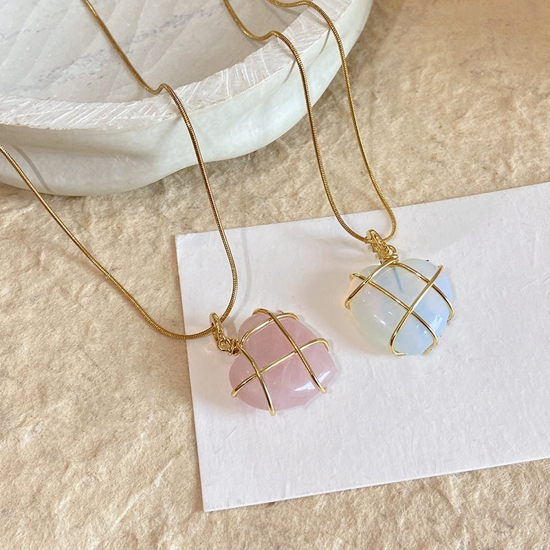 Collar de piedra lunar de moda para princesas de dibujos animados, collar de niña enamorada, joyería novedosa