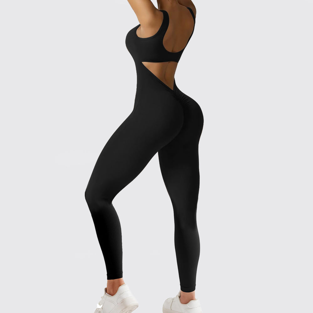 Macacão feminino sem mangas flare fitness ioga calças compridas