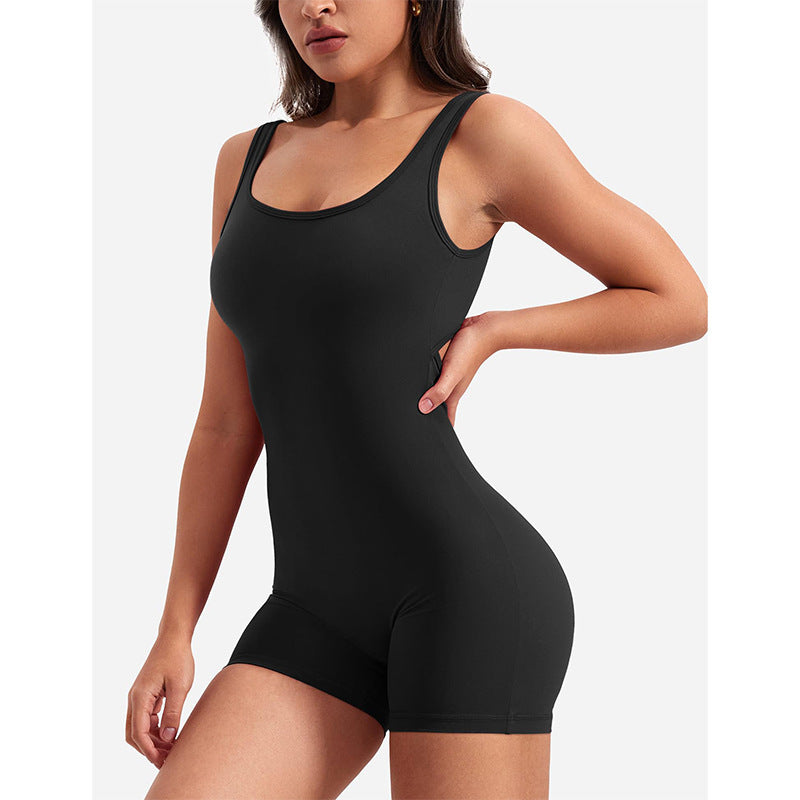 Mono de yoga ajustado con tirantes y espalda descubierta para mujer