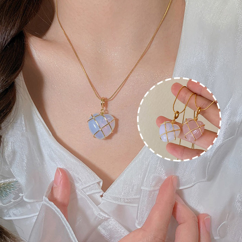 Collar de piedra lunar de moda para princesas de dibujos animados, collar de niña enamorada, joyería novedosa