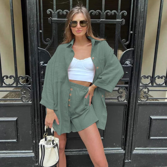 Effortless Style – Women's Cardigan Top & Shorts Co-ord Set