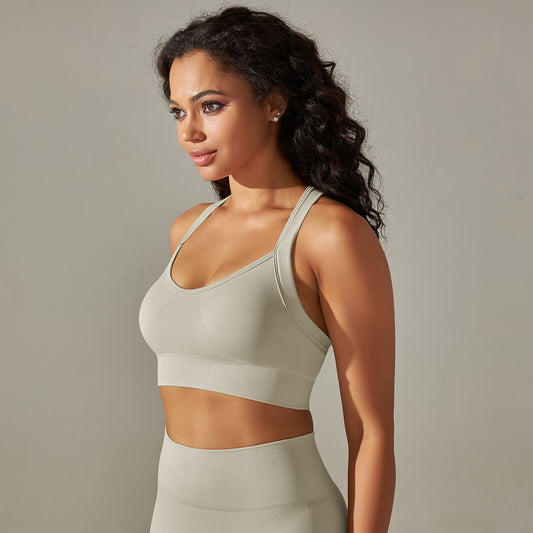 Seamless Knitted Solid Color Yoga Vest Fitness Running  Sports Bra
