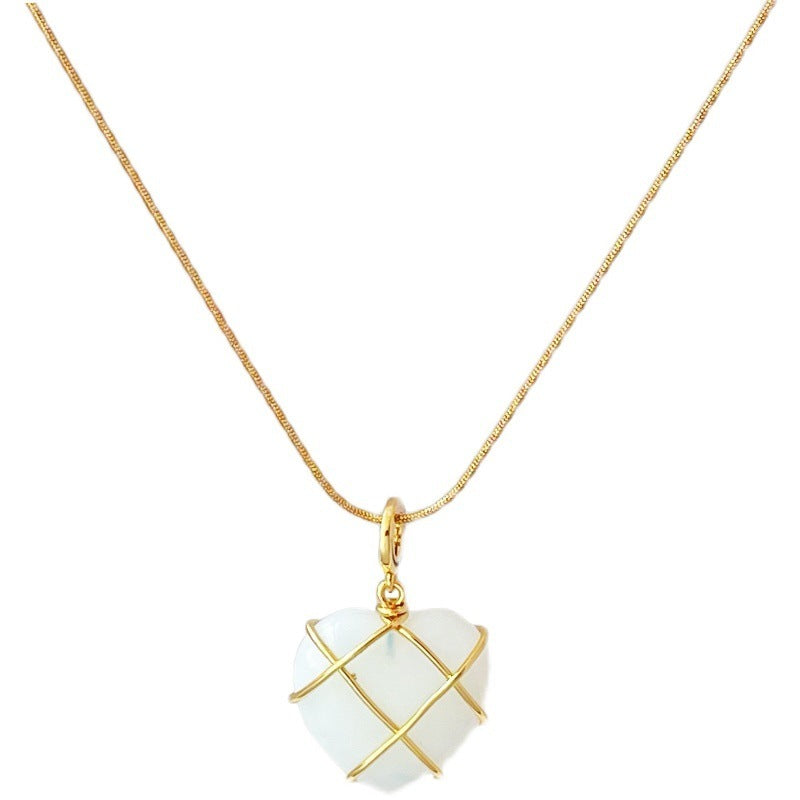 Collar de piedra lunar de moda para princesas de dibujos animados, collar de niña enamorada, joyería novedosa
