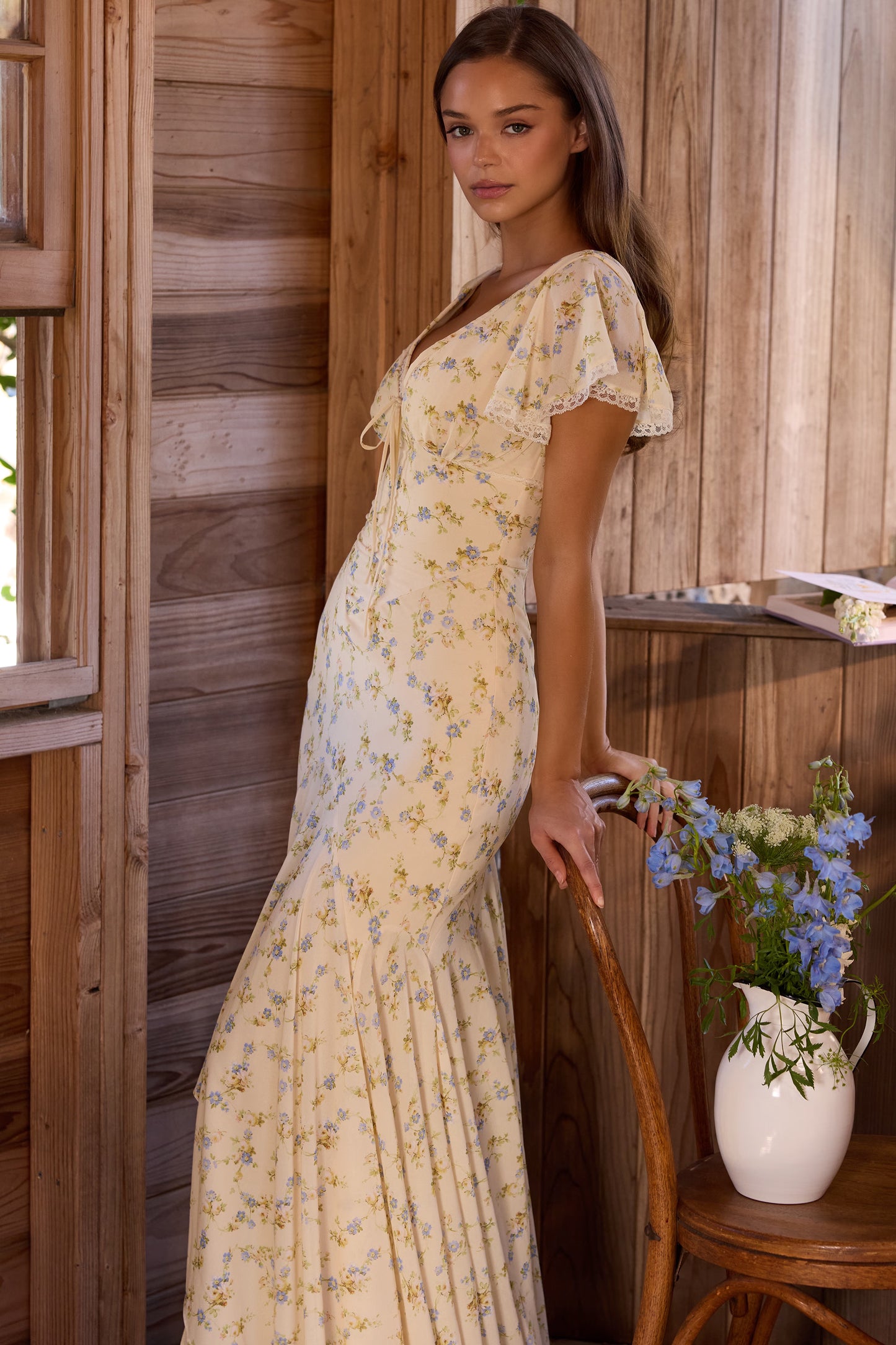 Mina | Lemon Floral Print Maxi Dress