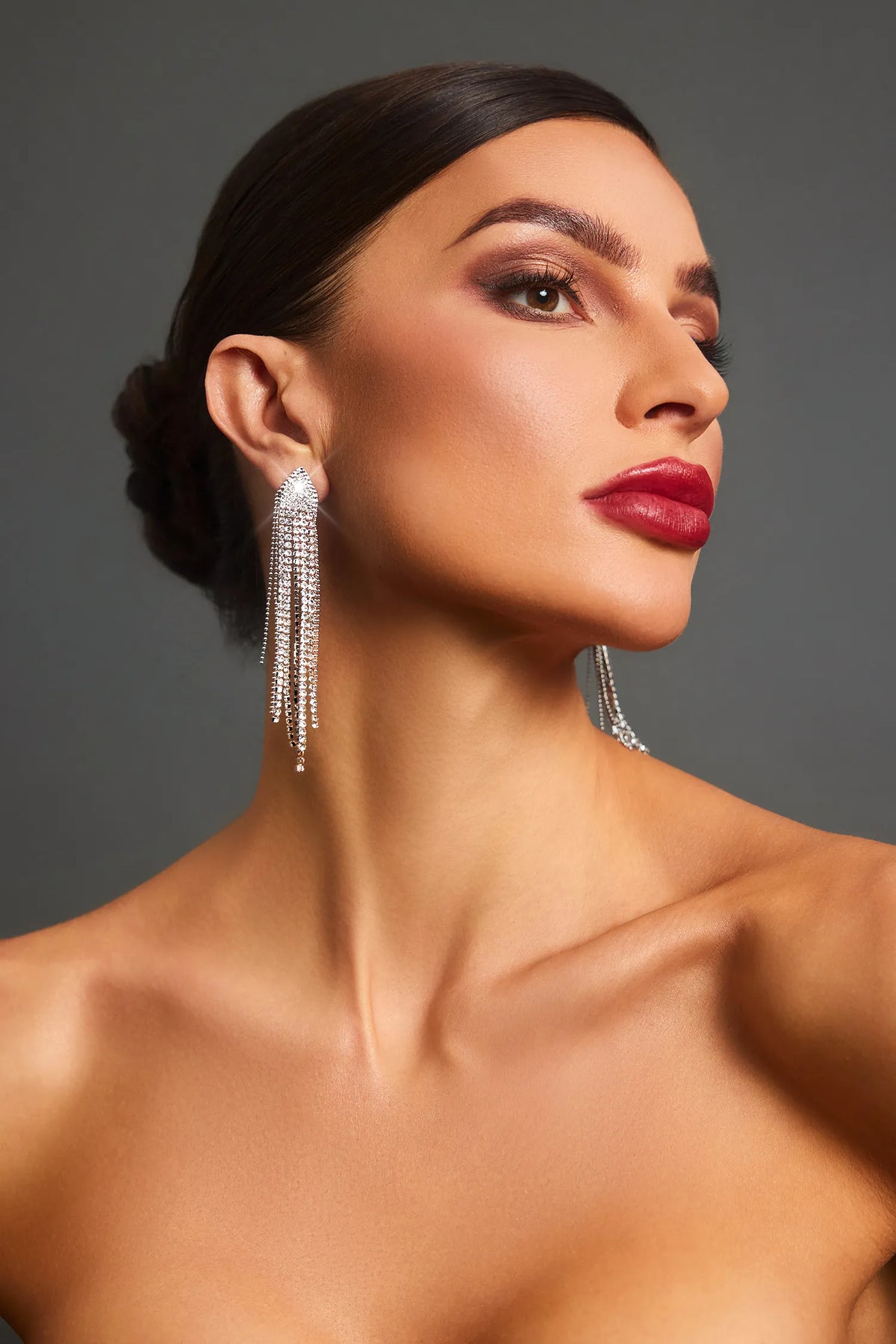 Rosie | Diamond Crystal Tassel Maxi Drop Earrings