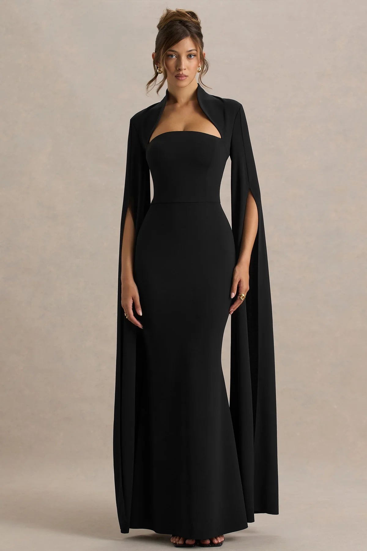 Esme | Cape Sleeves Square Neck Maxi Dress