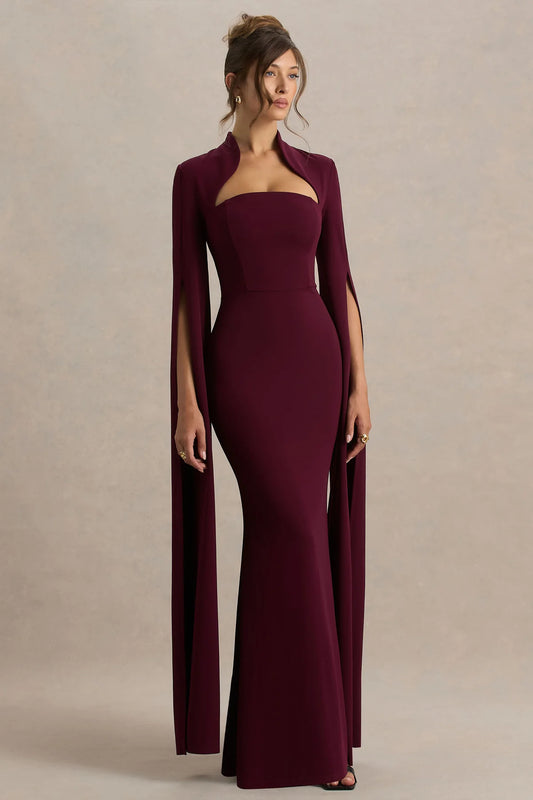 Esme | Cape Sleeves Square Neck Maxi Dress